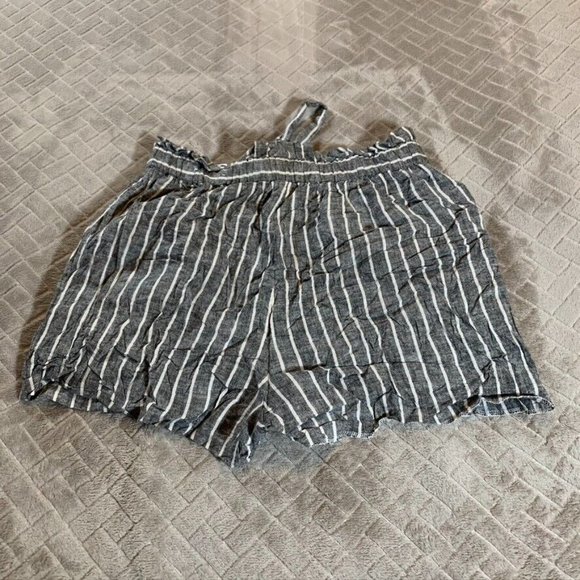 Express Womens Small Short Shorts Linen Blend Gray Striped High Rise Stretch - Picture 10 of 12